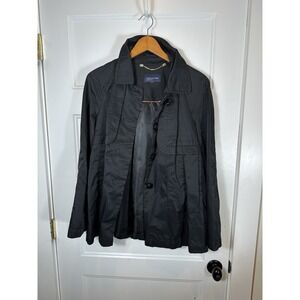 Jones NY Signature Womens Black Button Front Waterproof Swingy Jacket Size 10